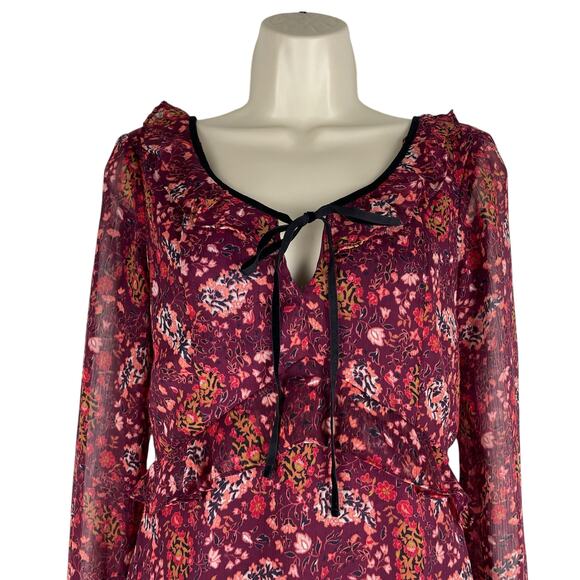Cupcake and Cashmere Mixed Floral Printed Mini Dress Red Velvet Size 0 - Picture 4 of 12